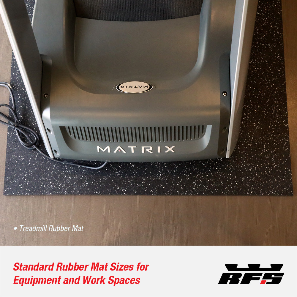 Treadmill on a rubber mat with RFS branding