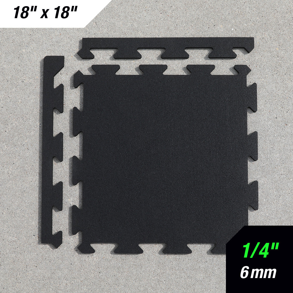 1/4" (6mm) Rubber Tiles - 18" x 18"