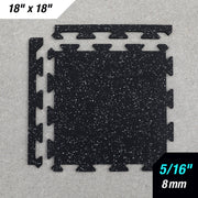 5/16 inch 8mm rubber gym tile 18x18 black interlocking top view