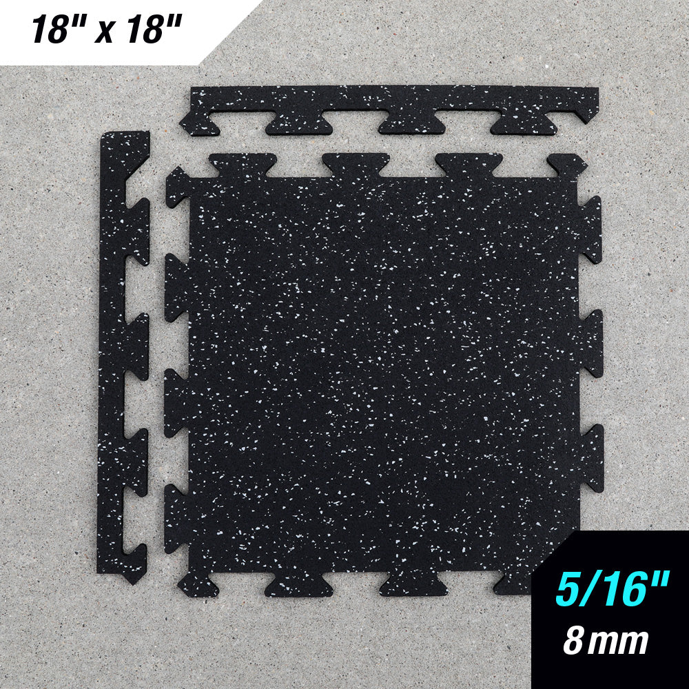 5/16 inch 8mm rubber gym tile 18x18 black interlocking top view