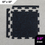 3/8 inch 9mm rubber gym tile 18x18 black interlocking top view