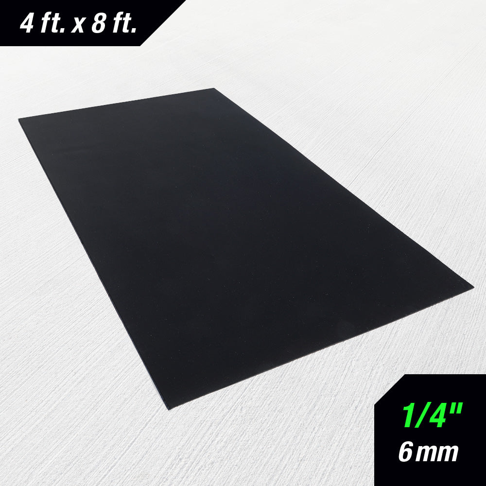 1/4 inch 6mm rubber gym mat 4 foot by 8 foot in black top view