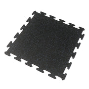 Blue fleck rubber gym tile over a white background. 