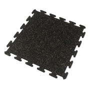 Eggshell/Cocoa fleck 3/8" interlocking rubber gym tile on a white background.