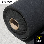 3mm rubber underlayment roll end view showing confetti color profile