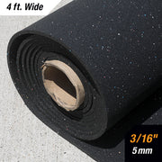 5mm rubber underlayment roll end view showing confetti color profile
