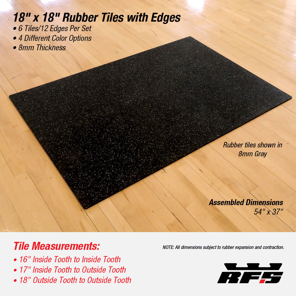 5/16" (8mm) Rubber Rubber Tiles - 18" x 18"